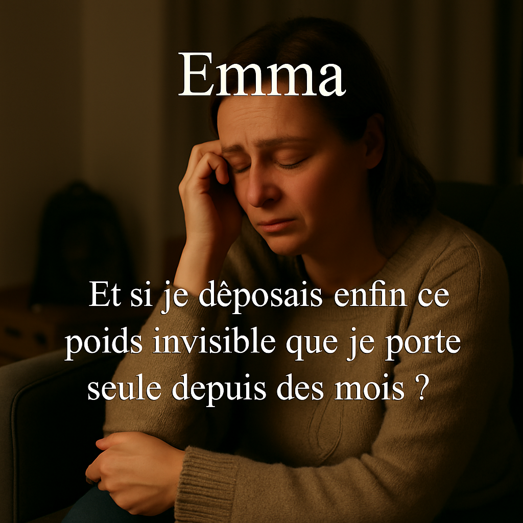Emma – Et si je déposais enfin ce poids invisible que je porte seule depuis des mois ?”